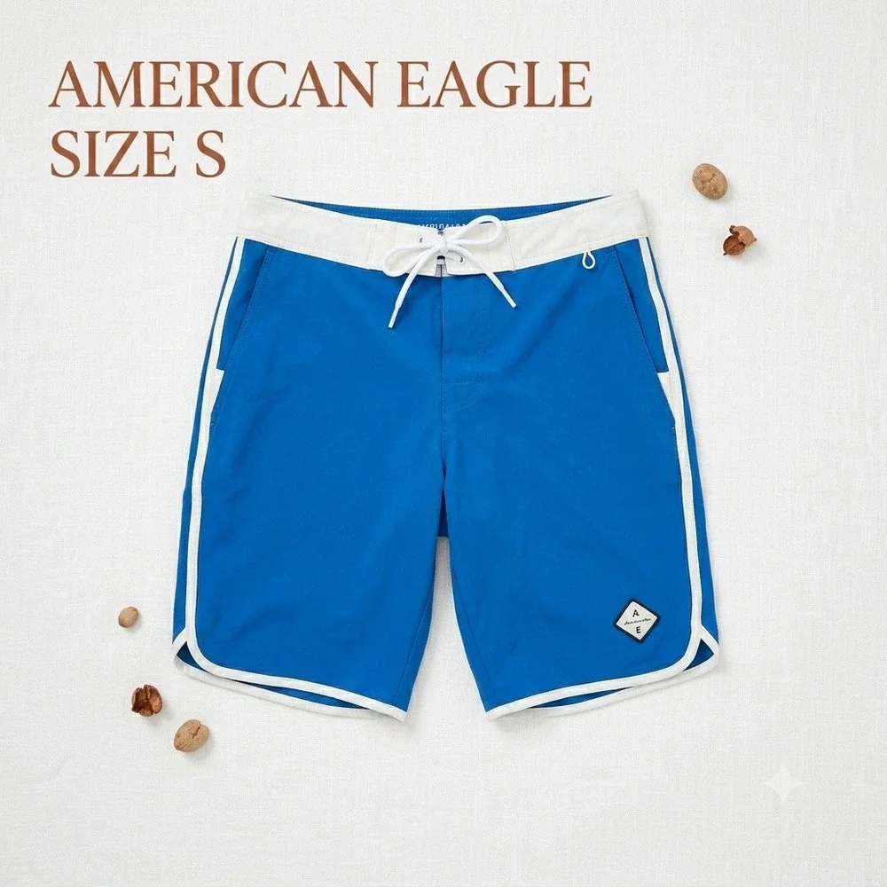 American Eagle Preppy‎ Gorpcore Board Shorts Swim Trunks Men's Size Small Blue